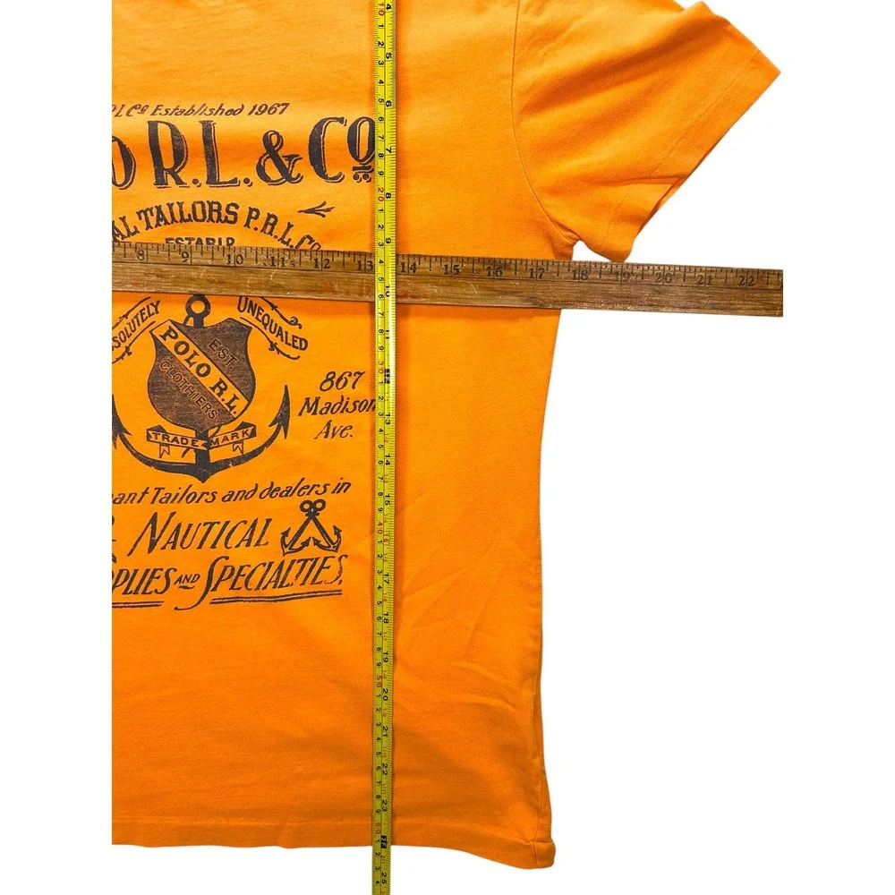 Polo Ralph Lauren Mens Orange Nautical Graphic T-Shirt Custom Fit Small 0222 - Picture 5 of 6